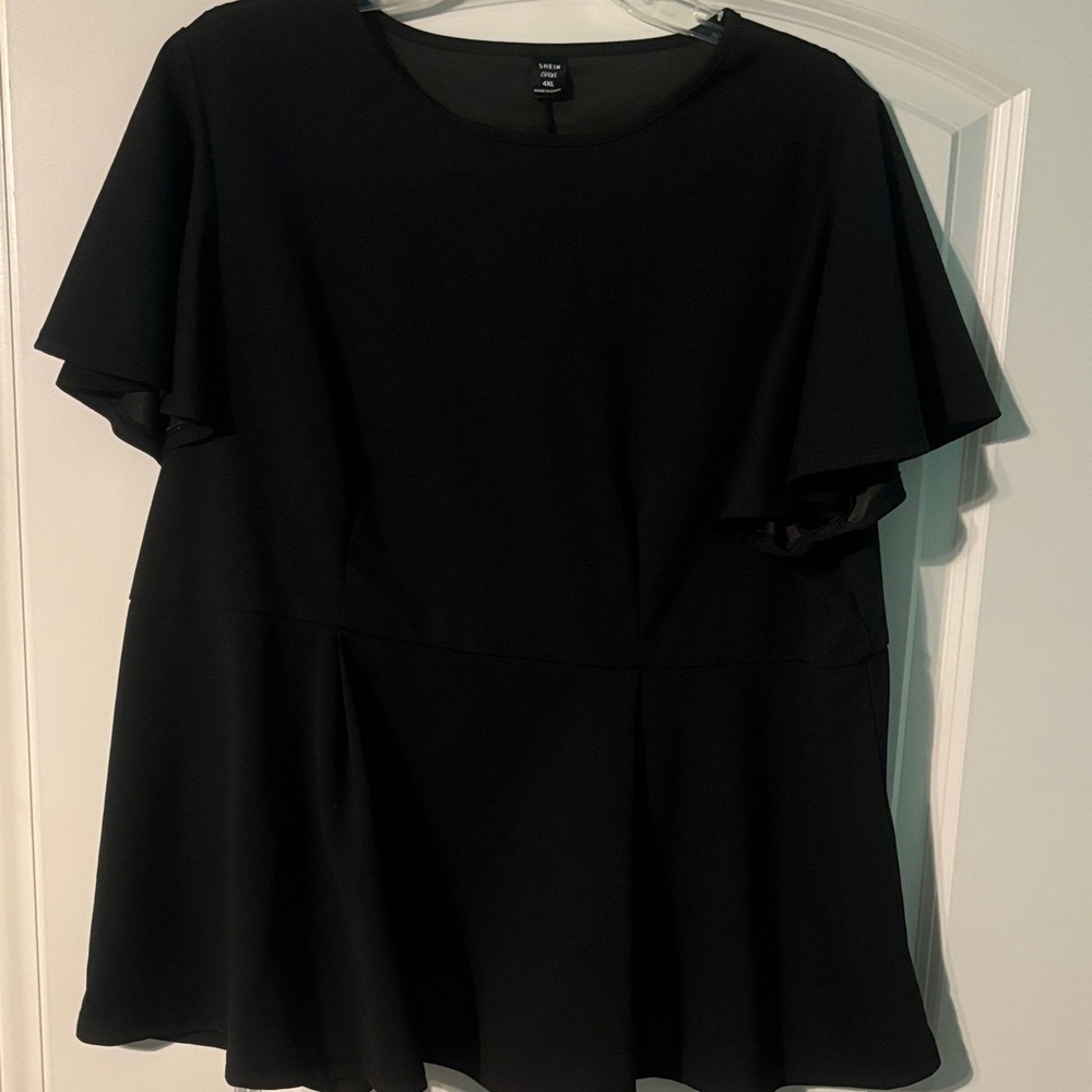 Classic Black Short Sleeve Top Peplum